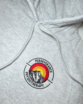 Perseverance physiotherapy hoodie embroidery