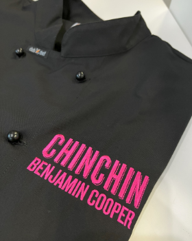 Chinchin restaurant chef uniform logo embroidery