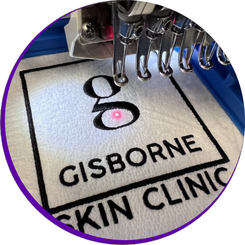 Gisborne Skin Clinic logo embroidery machine